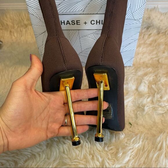 Chase & chloe Lorde Open Toe Stiletto Sock Boots - Picture 5 of 7